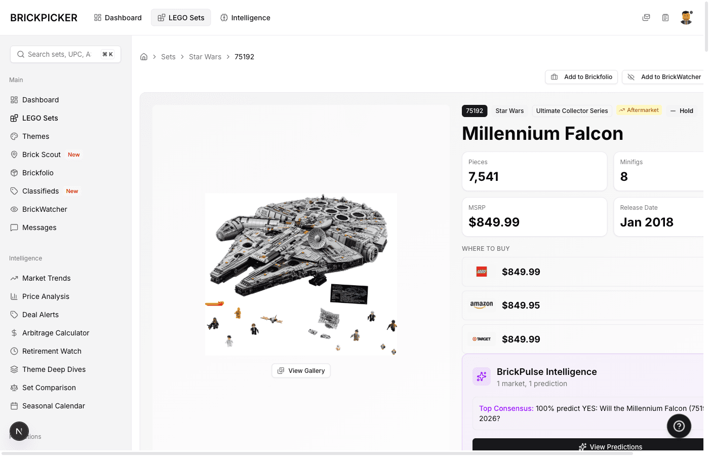 Detailed set analytics and pricing